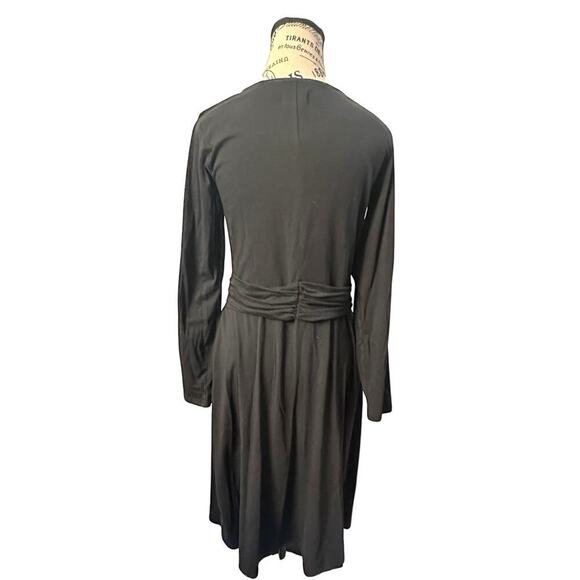 Pact Revive Wrap Front Midi Dress Black Sz M Minimalist Organic Cotton blend - Picture 3 of 7